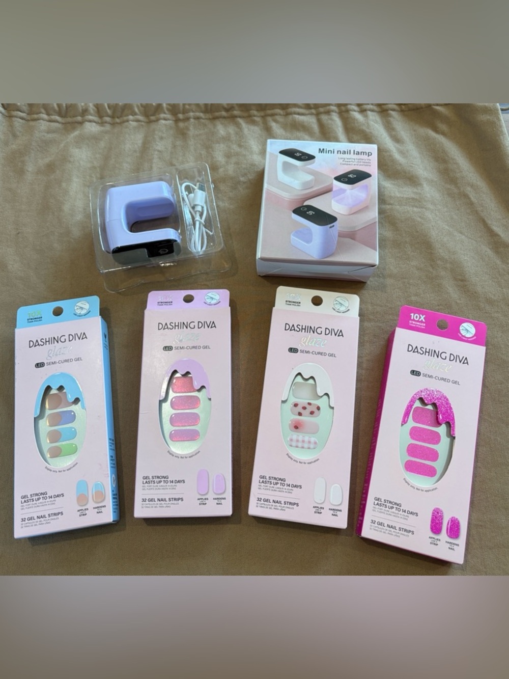 Dashing Diva LED Semi Cured Gel Nail Strips with Lamp